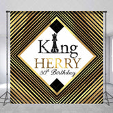 Aperturee - Aperturee Black Gold King Custom Name 30th Birthday Backdrop